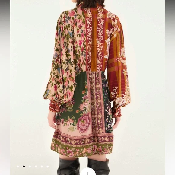 Farm Rio Mixed Winter Garden Lenzing™ Ecovero™ Viscose Mini Dress XL - Picture 6 of 12